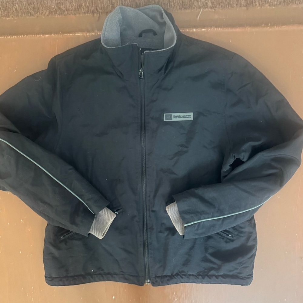 Vintage Black Ralph Lauren Polo Jeans Co Fleece Lined Nylon Jacket - Men’s Large